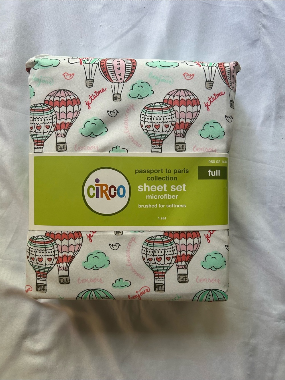Circo Hot Air Balloon Microfiber Full Sheet Set in White, Pink, Mint